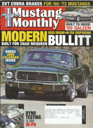 MUSTANG MONTHLY 2009 JAN - K-CODE BUILD, PACE CAR, CJ GRANDE